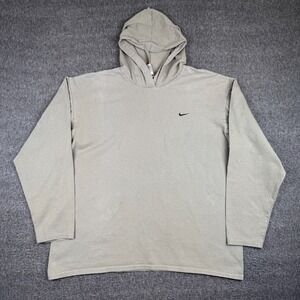 Vintage Nike Swoosh Long Sleeve Shirt Mens XL Gray Hooded Skate Hip Hop Y2K